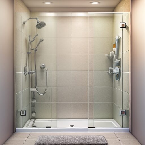 full shower remodel with glass doors