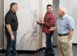 rich rome showing customers new large format porcelain tile products