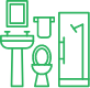 icon of sink, shower and toilet in bathroom