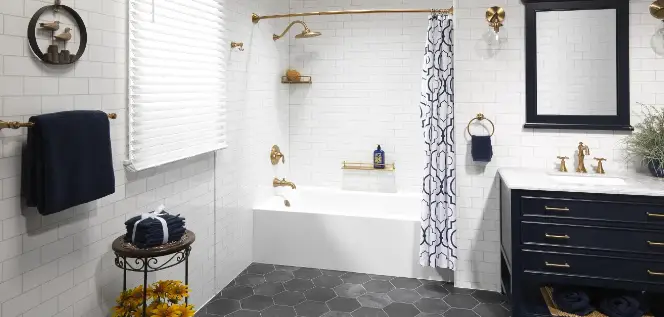 Full Bathroom Remodel with etched acrylic tile