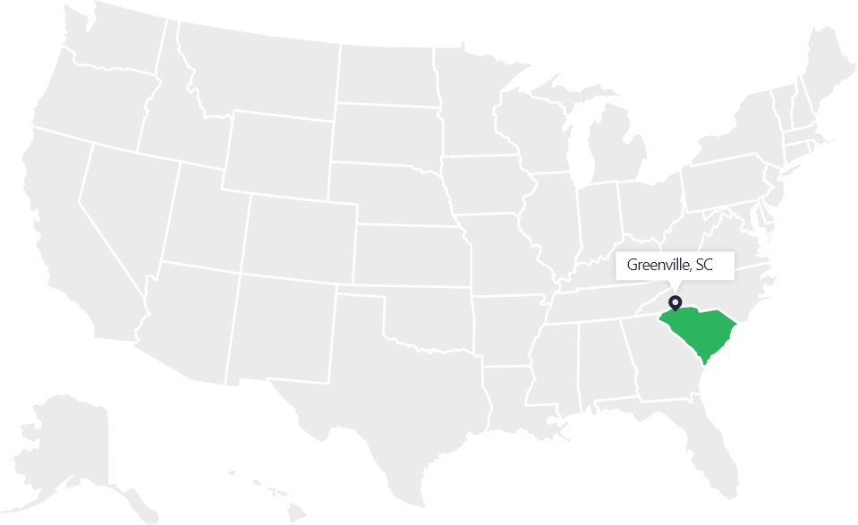 map of united states highlighting greenville south carolina rome bath remodeling showroom and design center location