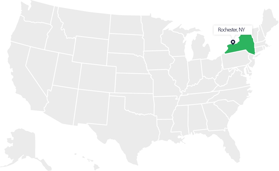 map of united states highlighting rochester new york rome bath remodeling office location