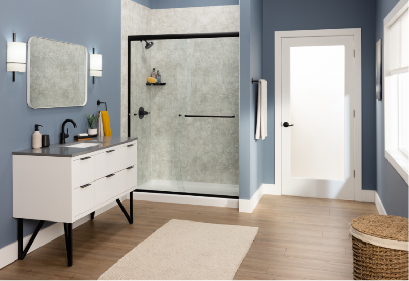 bathroom remodel with new shower and vanity
