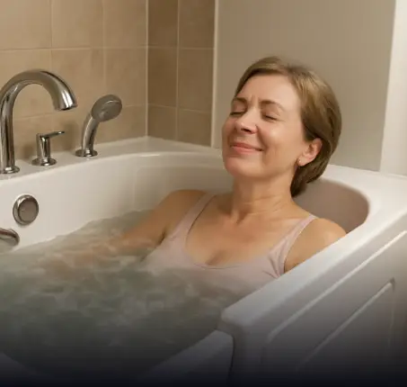 woman soaking in a walk-in tub