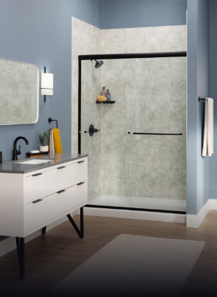 walk in shower with Metapeake wall surrounds