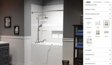 modern bathroom with newly installed walk in tub