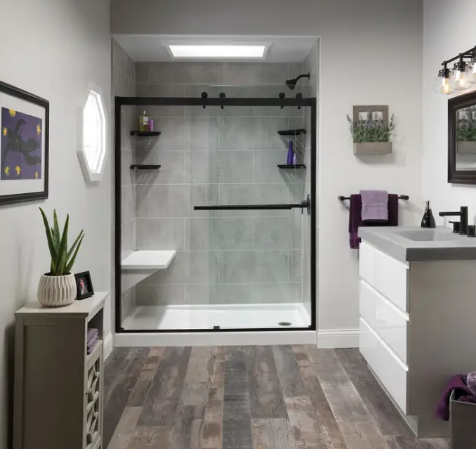 walk-in shower bathroom remodeling project completed