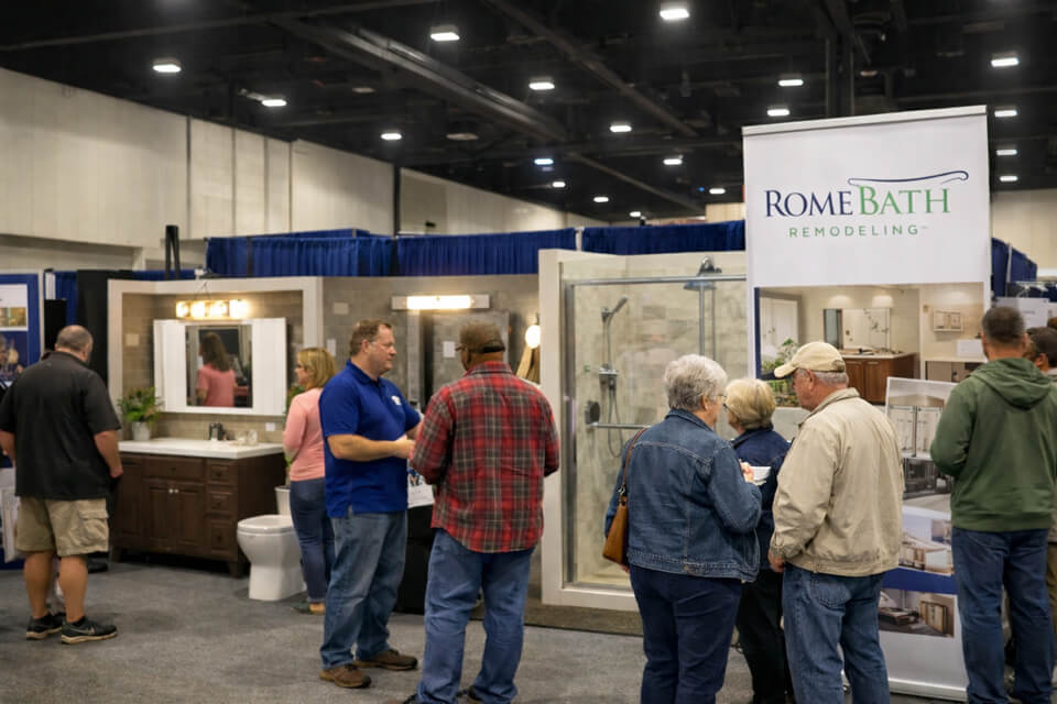 rome bath remodeling home show and event team presenting to customers